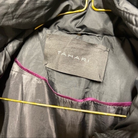 Tahari Hooded Waterfoul Feather Down Puffer Black Jacket S - Picture 4 of 14